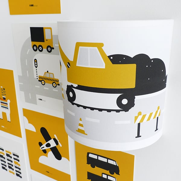 Lampenset basic + voertuigen kinderkamer - oker