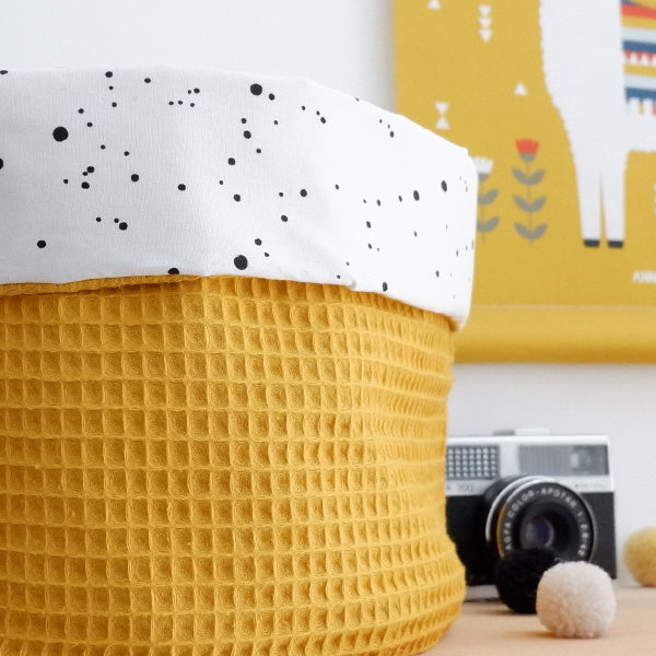 Commodemandje wafelstof oker - confetti