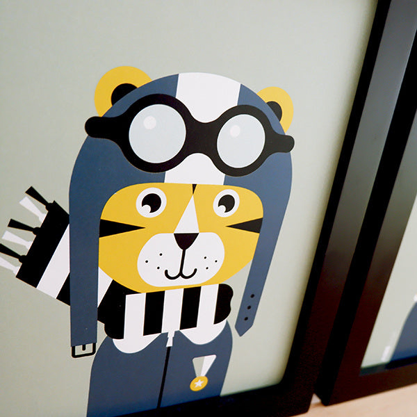 Posterset piloot vliegtuig kamer - bleekgroen donkerblauw