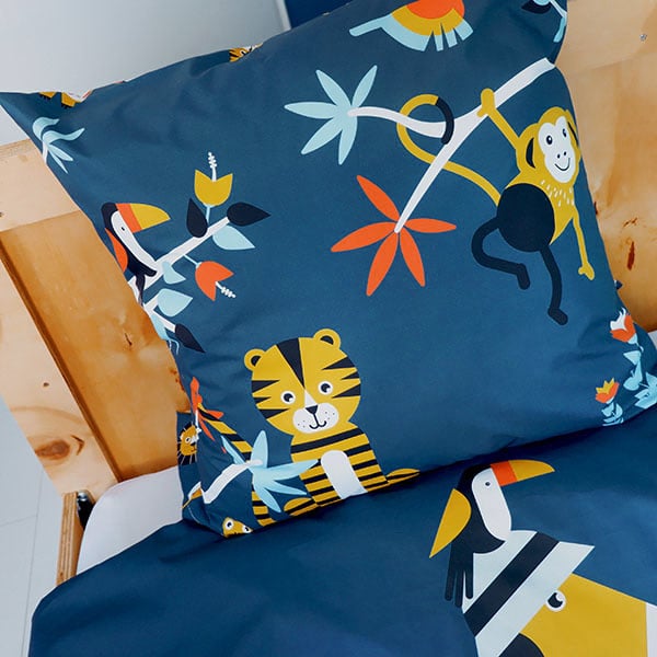 Kussen XL jungle kinderkamer donker blauw