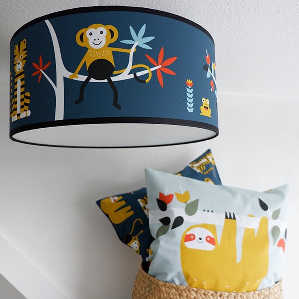 Kinderkamer aankleding en decoratie set - Jungle donkerblauw (met lamp)