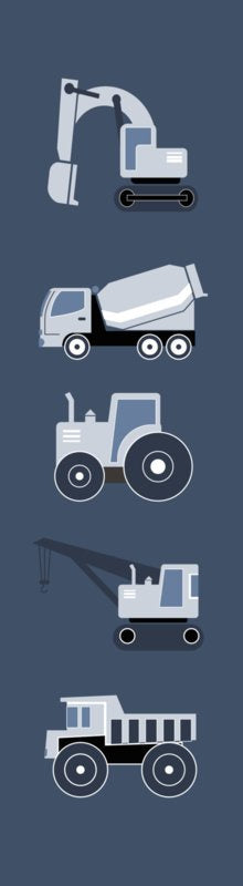 Behangstrook kinderkamer - voertuigen blauw