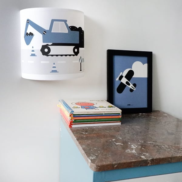 Kinderkamer aankleding en decoratie set - Voertuigen jeansblauw (met lamp)