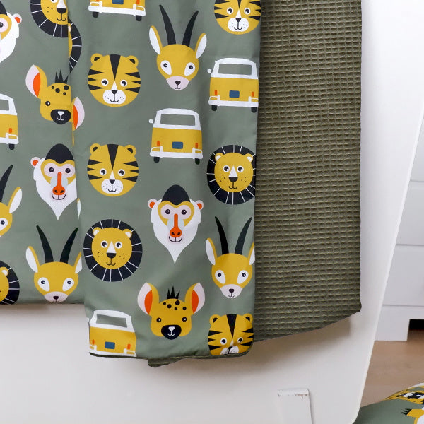 Ledikantdeken safari olijf groen - wafelstof vintage groen