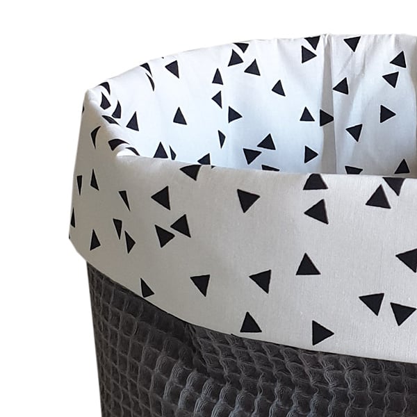 Commodemandje wafelstof grijs- zwart wit triangel