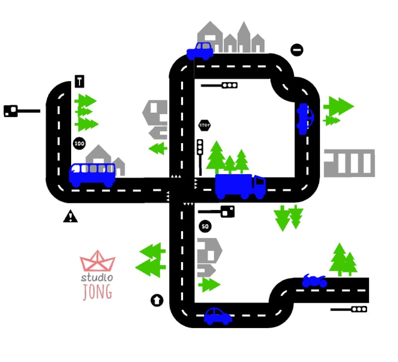 Autobaan wegdelen stickers wit