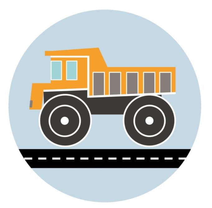 Muursticker kinderkamer - kiepwagen oranje