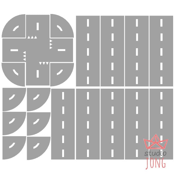 Autobaan wegdelen stickers grijs