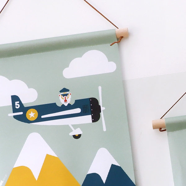 Textielposter piloot vliegtuig kamer - bleekgroen