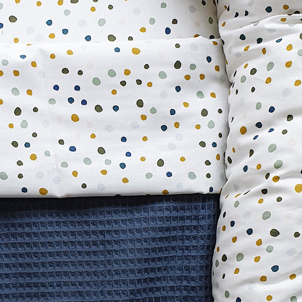 Babynestje wafelstof donker oud blauw - confetti (incl dekentje)