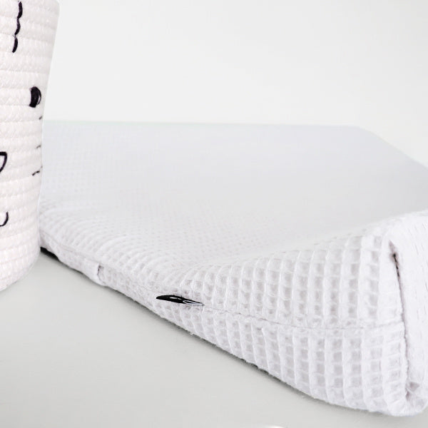 Aankleedkussenhoes babykamer wafelstof wit - basic