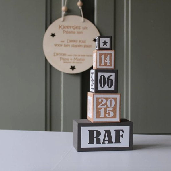 Geboorteblokken - kleur donkergrijs (speciale editie)