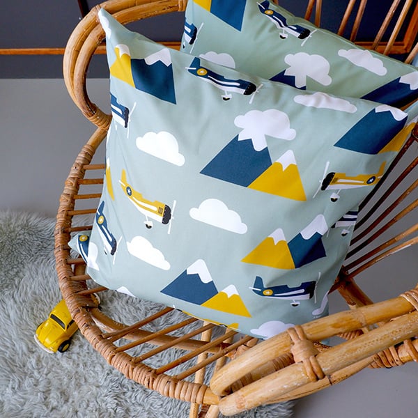 Kinderkamer aankleding en decoratie set - Luchtballon vliegtuig piloot (met lamp)