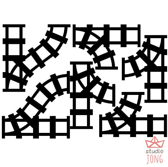 Sticker treinbaan wissels zwart