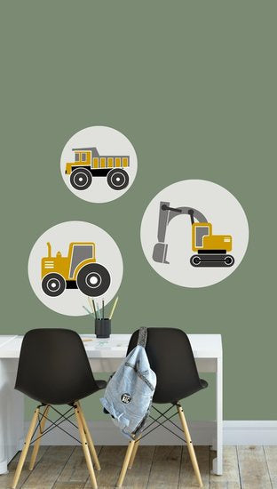 Kinderkamer aankleding en decoratie set - auto voertuigen kamer (met lamp)