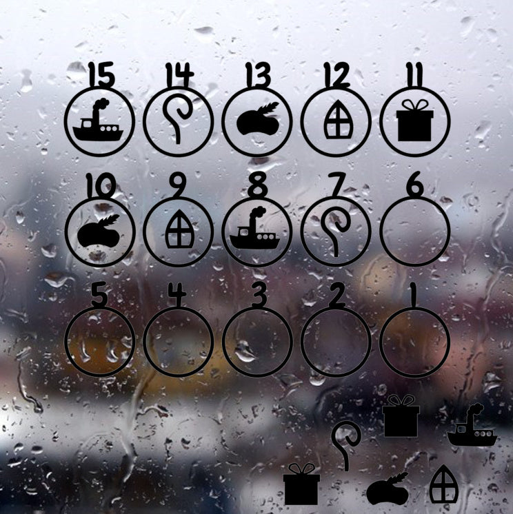 Sinterklaas aftel stickers - zwart (herbruikbaar)