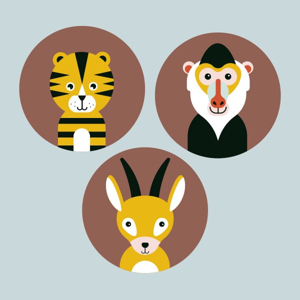 Muurcirkel set safari jungle kinderkamer (terracotta bruin)