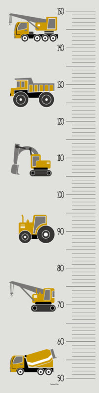 Groeimeter meetlat poster voertuigen - oker