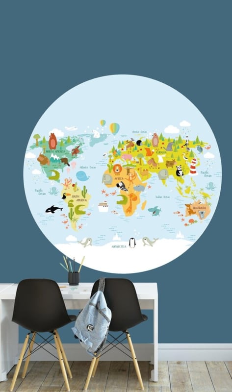 Muursticker kinderkamer - wereldkaart