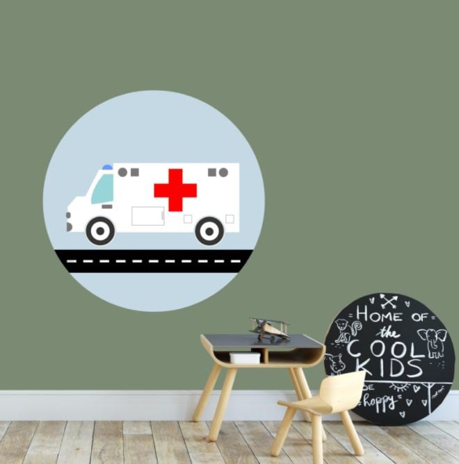 Muurcirkel kinderkamer ziekenauto