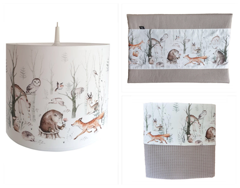 Babykamer aankleding en decoratie set - Bosdieren (met hanglamp)