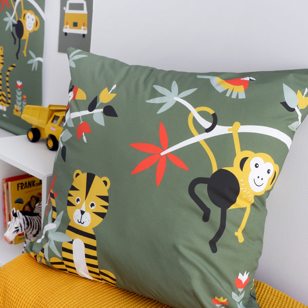 Kussen XL jungle kinderkamer olijfgroen