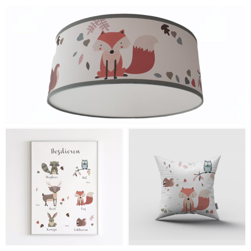 Kinderkamer decoratie set - Bosdieren herfst (met lamp)