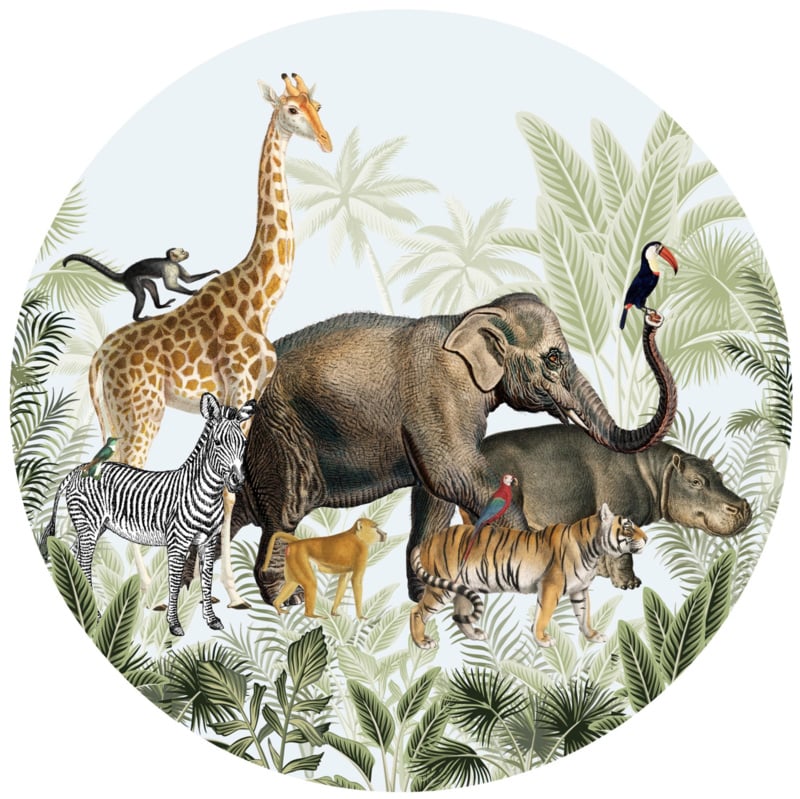 Muursticker dieren parade - jungle kamer