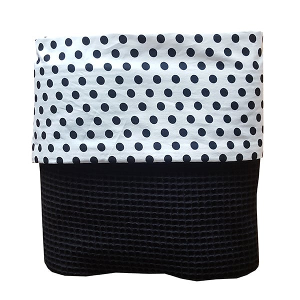 Ledikantdeken wafelstof zwart - stip zwart op wit