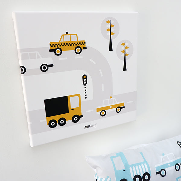 Canvas Auto schilderij 30x30 voor Voertuigen kamer - oker geel