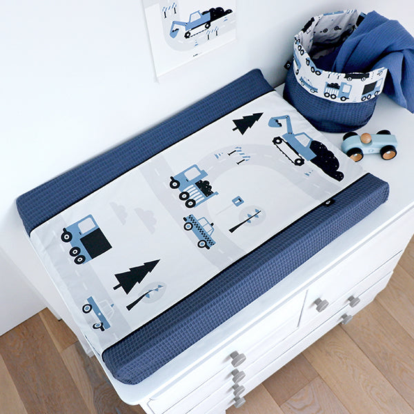 Babykamer aankleding en decoratie set - Voertuigen jeansblauw (met hang- of plafondlamp)