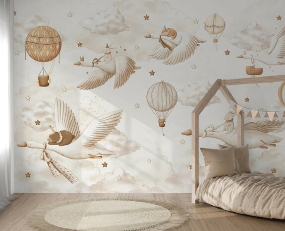 Wandvullend behang Droomvlucht voor de kinderkamer of babykamer