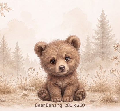 Wandvullend behang Beertje Woodland voor de kinderkamer of babykamer