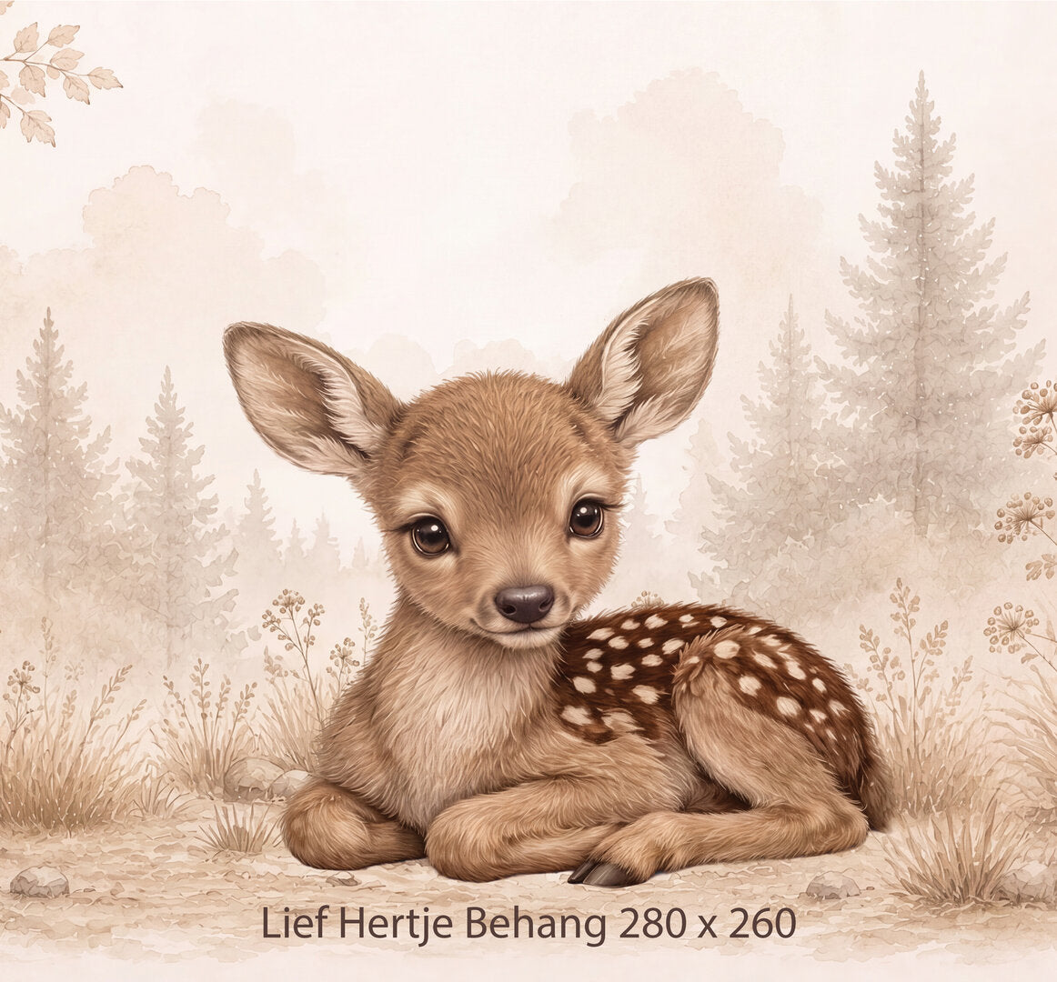 Wandvullend behang Hertje Woodland voor de kinderkamer of babykamer