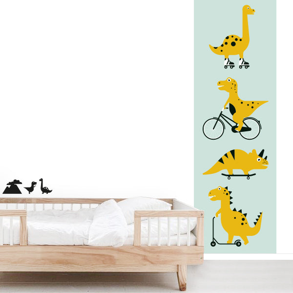 Behangstrook kinderkamer - dinosaurussen mint
