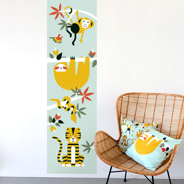 Behangstrook kinderkamer - jungle dieren mint