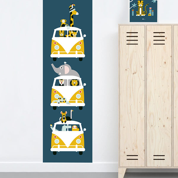 Behangstrook kinderkamer - safari donker blauw