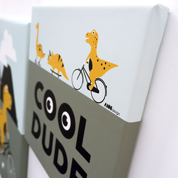 Canvas Dino Cool Dude schilderij 30x30 voor Dino kamer - dinosaurus kinderkamer