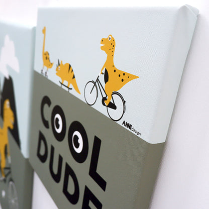 Canvas Dino Cool Dude schilderij 30x30 voor Dino kamer - dinosaurus kinderkamer