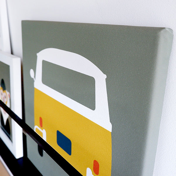 Canvas Busje schilderij 30x30 voor Voertuigen kamer - olijf groen