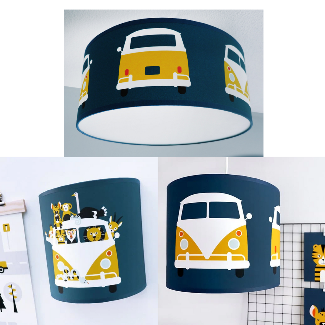 Lampen set safari VW bus - donker blauw
