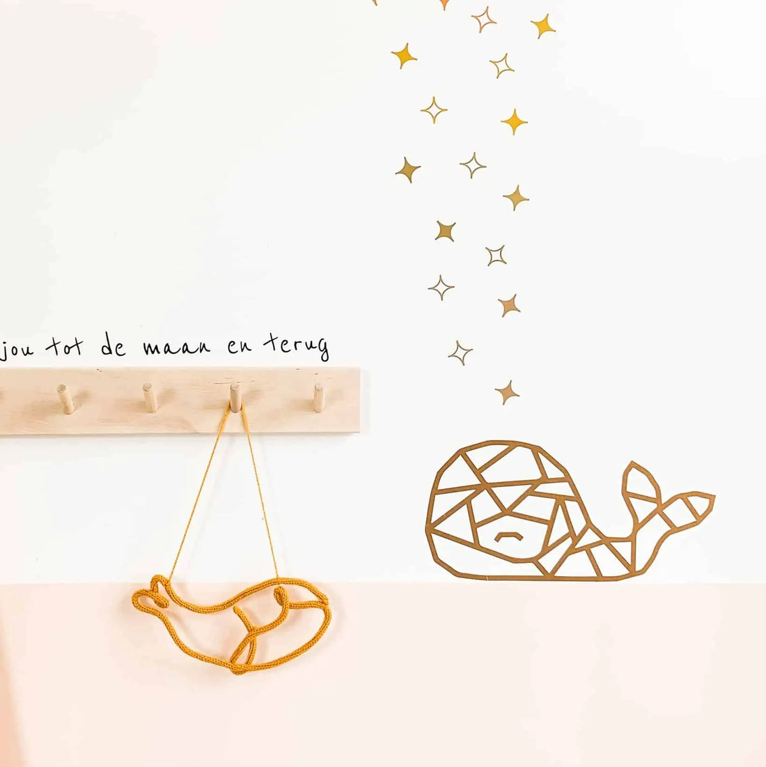 Geometrische walvis muursticker