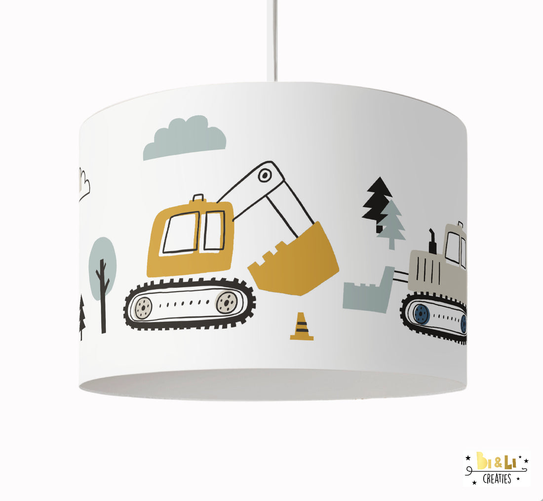 Lamp Voertuigen kinderkamer met oker, blauw en grijs