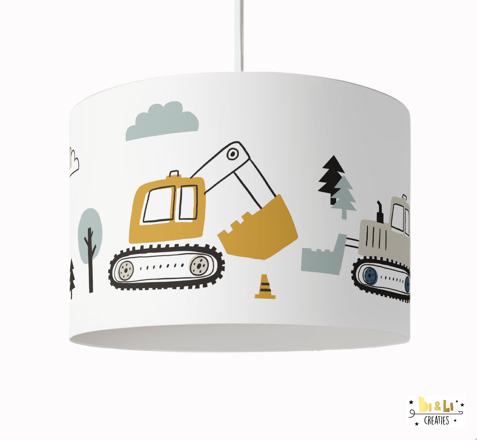 Lamp Voertuigen kinderkamer met oker, blauw en grijs