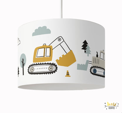 Lamp Voertuigen kinderkamer met oker, blauw en grijs