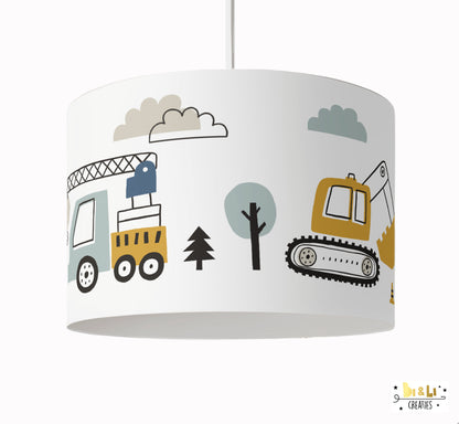 Lamp Voertuigen kinderkamer met oker, blauw en grijs