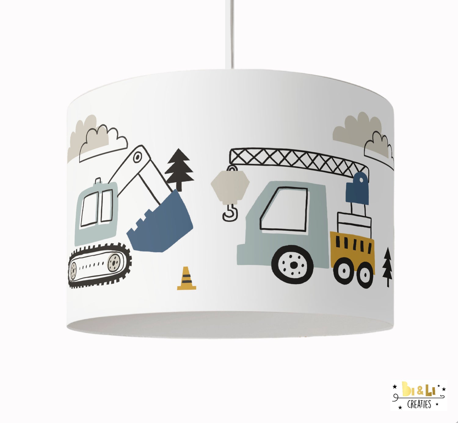 Lamp Voertuigen kinderkamer met oker, blauw en grijs