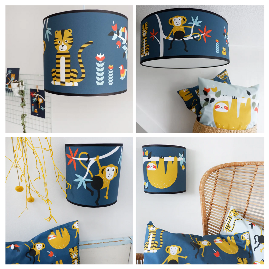 Lampenset jungle kinderkamer - donker blauw