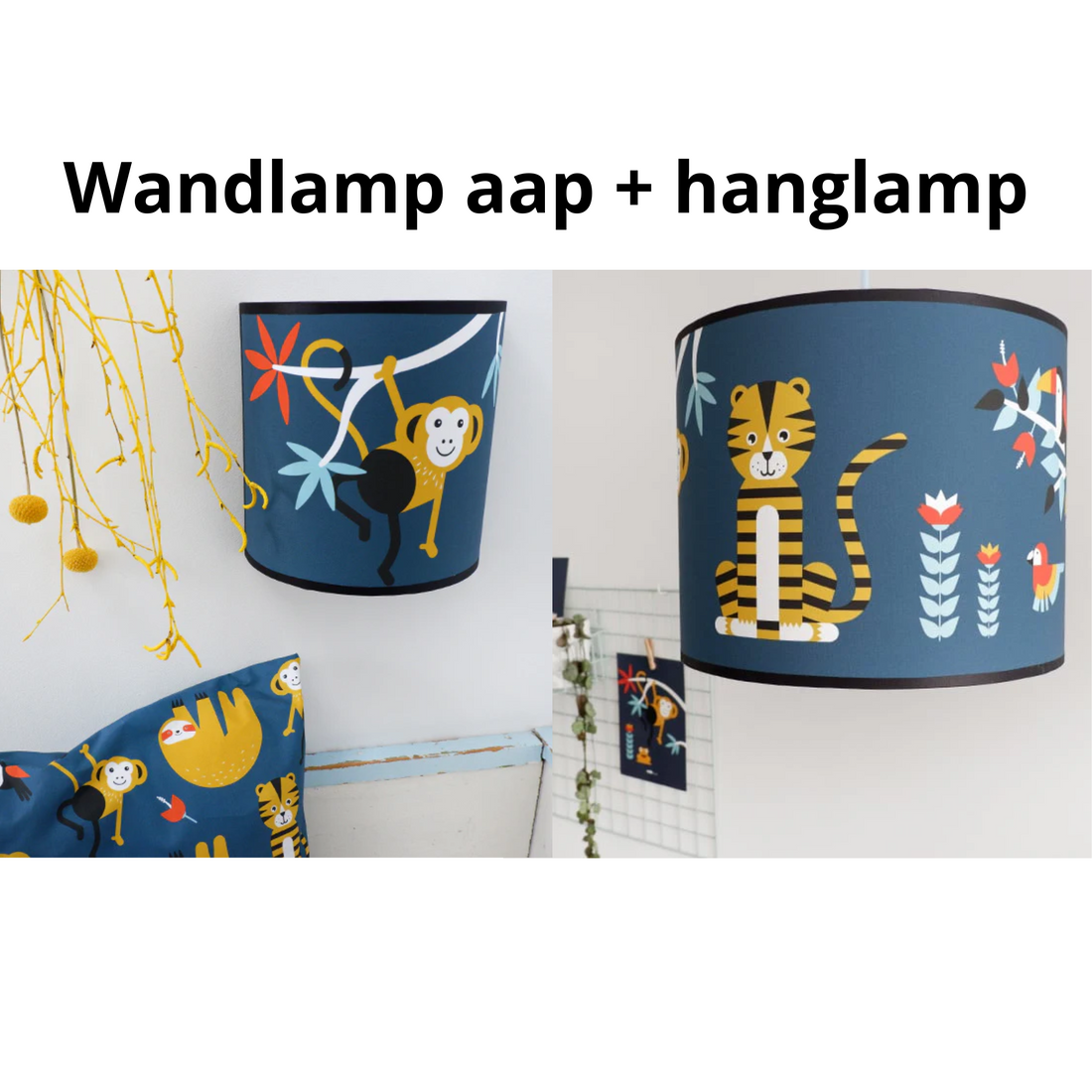 Lampenset  jungle kinderkamer - donker blauw