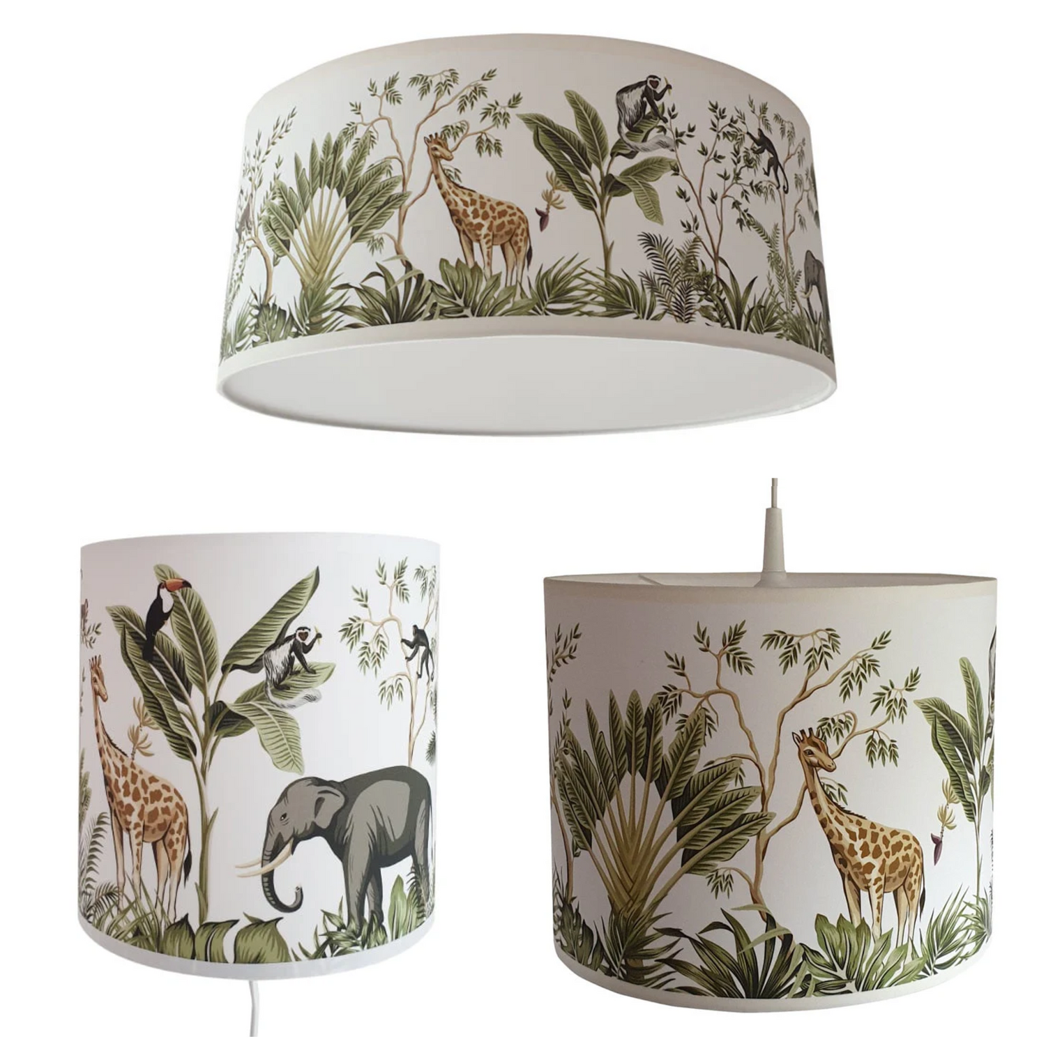 Lampen set jungle kinderkamer - jungle dieren giraffe en olifant